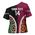 Custom Rugby Panthers and Broncos Cross Shoulder Shirt 2026 Together Aboriginal Polynesian Pattern
