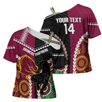 Custom Rugby Panthers and Broncos Cross Shoulder Shirt 2026 Together Aboriginal Polynesian Pattern