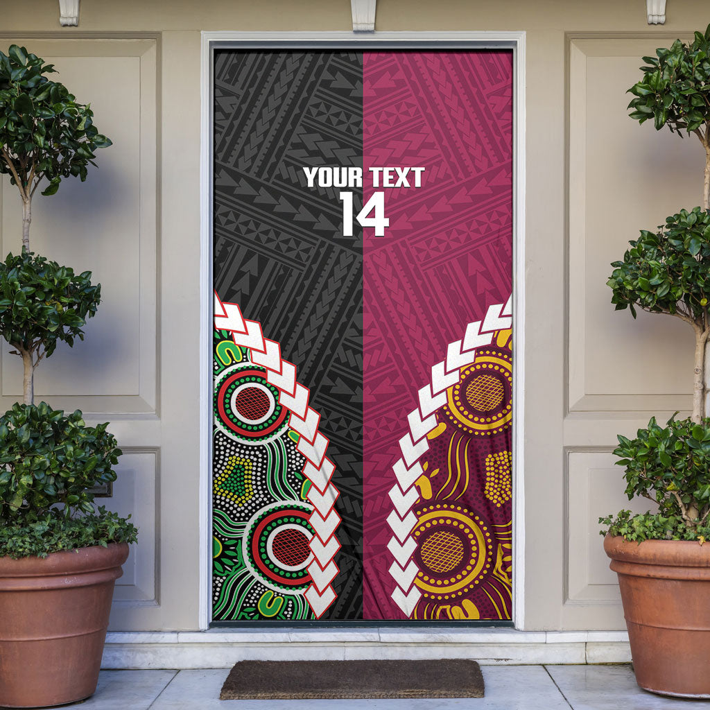 Custom Rugby Panthers and Broncos Door Cover 2026 Together Aboriginal Polynesian Pattern