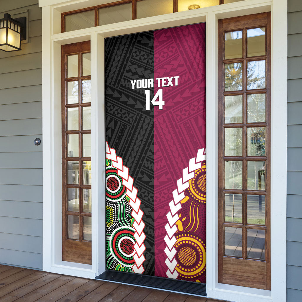 Custom Rugby Panthers and Broncos Door Cover 2026 Together Aboriginal Polynesian Pattern
