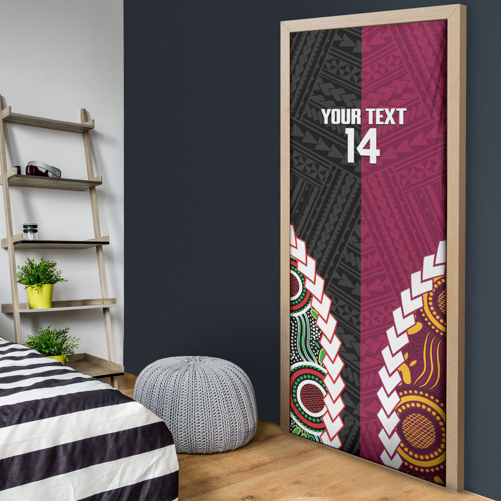 Custom Rugby Panthers and Broncos Door Cover 2026 Together Aboriginal Polynesian Pattern