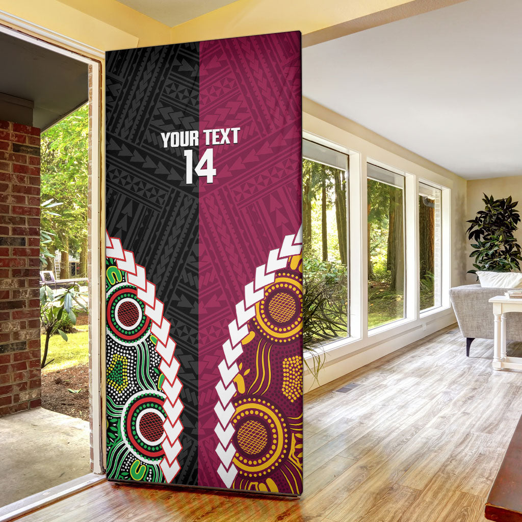 Custom Rugby Panthers and Broncos Door Cover 2026 Together Aboriginal Polynesian Pattern