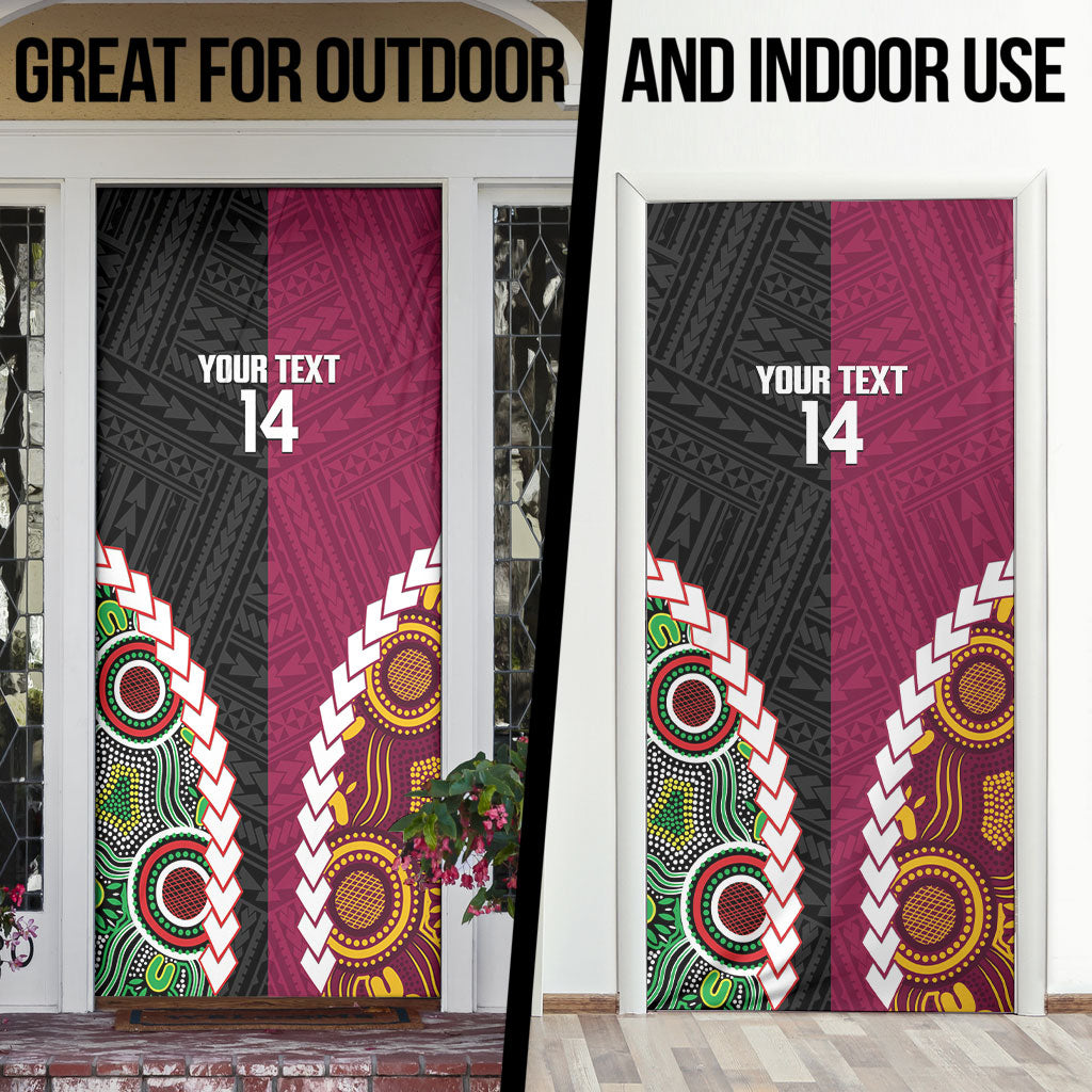Custom Rugby Panthers and Broncos Door Cover 2026 Together Aboriginal Polynesian Pattern