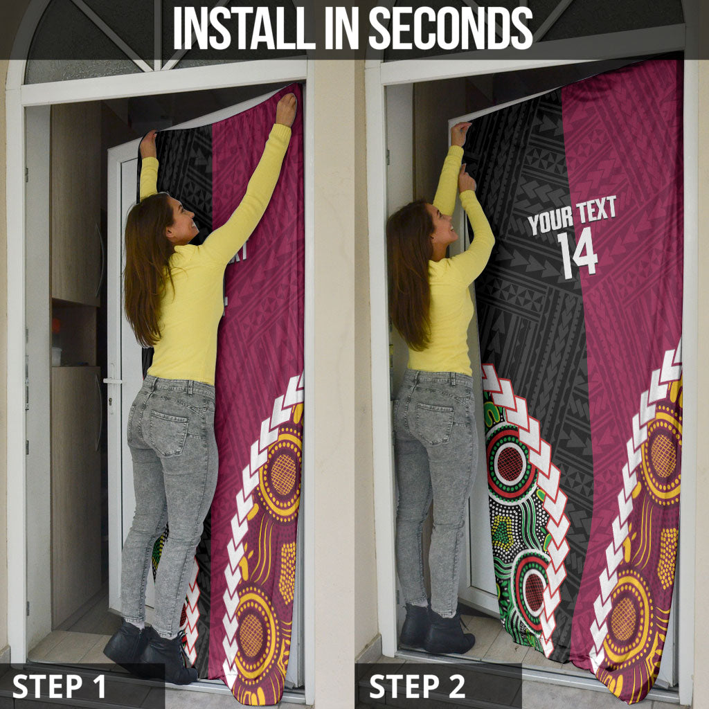 Custom Rugby Panthers and Broncos Door Cover 2026 Together Aboriginal Polynesian Pattern