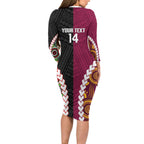Custom Rugby Panthers and Broncos Family Matching Long Sleeve Bodycon Dress and Hawaiian Shirt 2026 Together Aboriginal Polynesian Pattern
