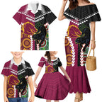 Custom Rugby Panthers and Broncos Family Matching Mermaid Dress and Hawaiian Shirt 2026 Together Aboriginal Polynesian Pattern