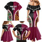 Custom Rugby Panthers and Broncos Family Matching Mermaid Dress and Hawaiian Shirt 2026 Together Aboriginal Polynesian Pattern