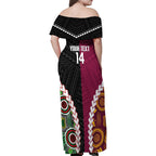 Custom Rugby Panthers and Broncos Family Matching Off Shoulder Maxi Dress and Hawaiian Shirt 2026 Together Aboriginal Polynesian Pattern