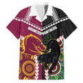 Custom Rugby Panthers and Broncos Family Matching Off Shoulder Short Dress and Hawaiian Shirt 2026 Together Aboriginal Polynesian Pattern