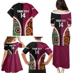 Custom Rugby Panthers and Broncos Family Matching Puletasi and Hawaiian Shirt 2026 Together Aboriginal Polynesian Pattern