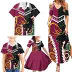 Custom Rugby Panthers and Broncos Family Matching Summer Maxi Dress and Hawaiian Shirt 2026 Together Aboriginal Polynesian Pattern