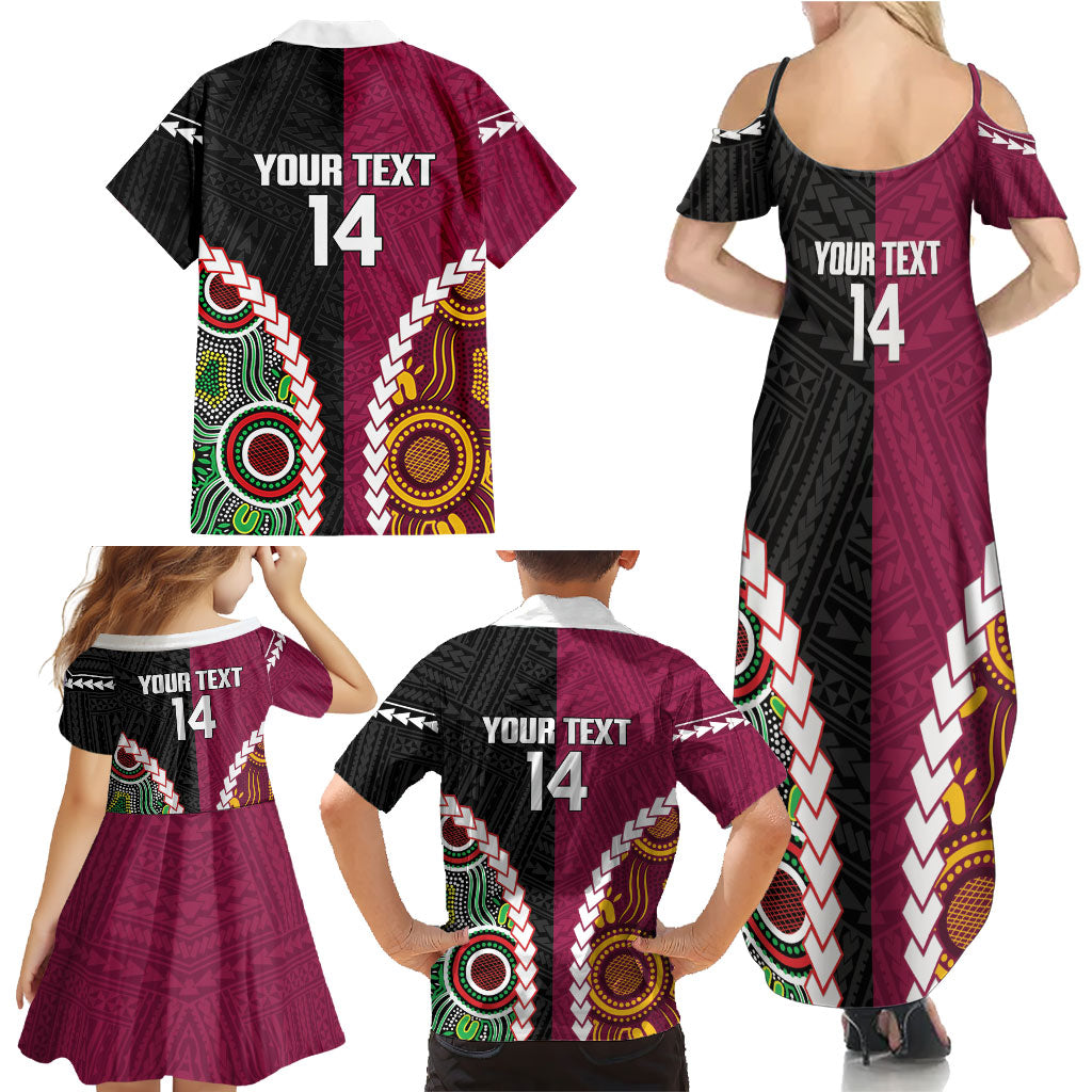 Custom Rugby Panthers and Broncos Family Matching Summer Maxi Dress and Hawaiian Shirt 2026 Together Aboriginal Polynesian Pattern