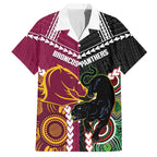 Custom Rugby Panthers and Broncos Hawaiian Shirt 2026 Together Aboriginal Polynesian Pattern