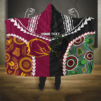 Custom Rugby Panthers and Broncos Hooded Blanket 2026 Together Aboriginal Polynesian Pattern