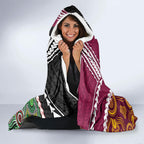 Custom Rugby Panthers and Broncos Hooded Blanket 2026 Together Aboriginal Polynesian Pattern
