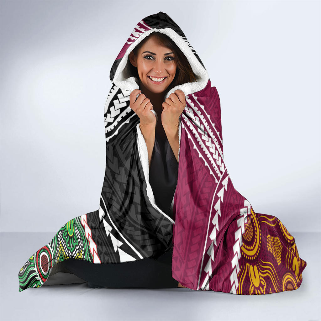Custom Rugby Panthers and Broncos Hooded Blanket 2026 Together Aboriginal Polynesian Pattern