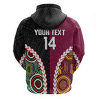 Custom Rugby Panthers and Broncos Hoodie 2026 Together Aboriginal Polynesian Pattern
