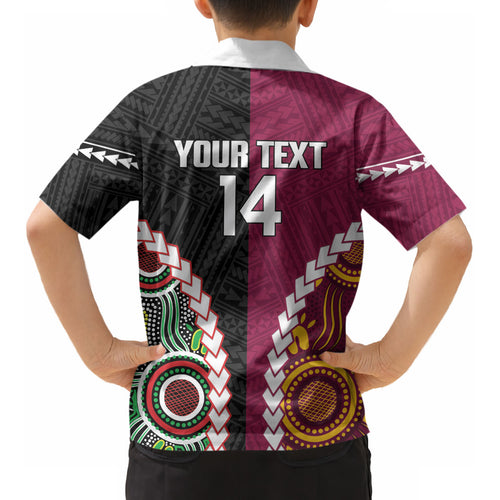 Custom Rugby Panthers and Broncos Kid Hawaiian Shirt 2026 Together Aboriginal Polynesian Pattern LT14