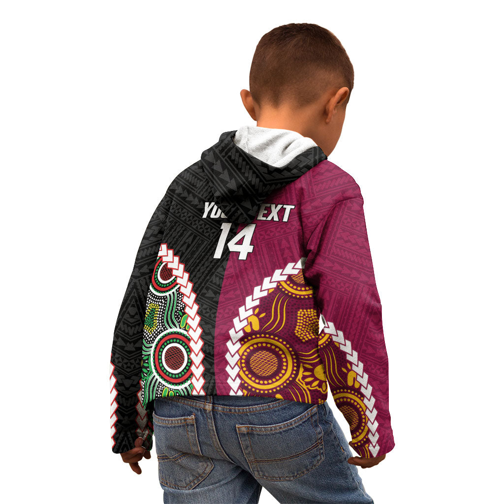 Custom Rugby Panthers and Broncos Kid Hoodie 2026 Together Aboriginal Polynesian Pattern