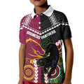 Custom Rugby Panthers and Broncos Kid Polo Shirt 2026 Together Aboriginal Polynesian Pattern