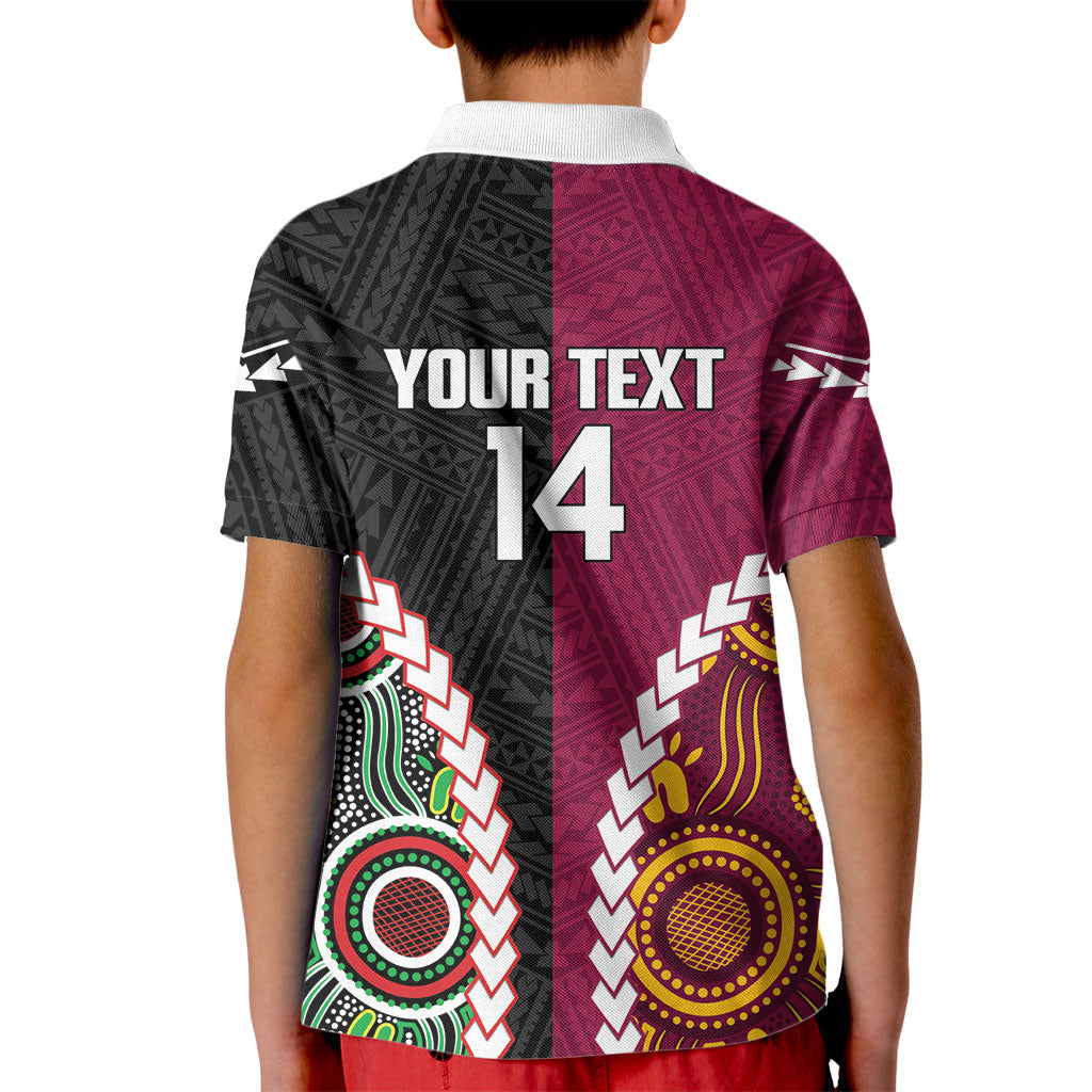 Custom Rugby Panthers and Broncos Kid Polo Shirt 2026 Together Aboriginal Polynesian Pattern