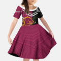 Custom Rugby Panthers and Broncos Kid Short Sleeve Dress 2026 Together Aboriginal Polynesian Pattern