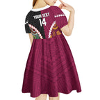 Custom Rugby Panthers and Broncos Kid Short Sleeve Dress 2026 Together Aboriginal Polynesian Pattern