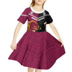Custom Rugby Panthers and Broncos Kid Short Sleeve Dress 2026 Together Aboriginal Polynesian Pattern