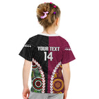 Custom Rugby Panthers and Broncos Kid T Shirt 2026 Together Aboriginal Polynesian Pattern