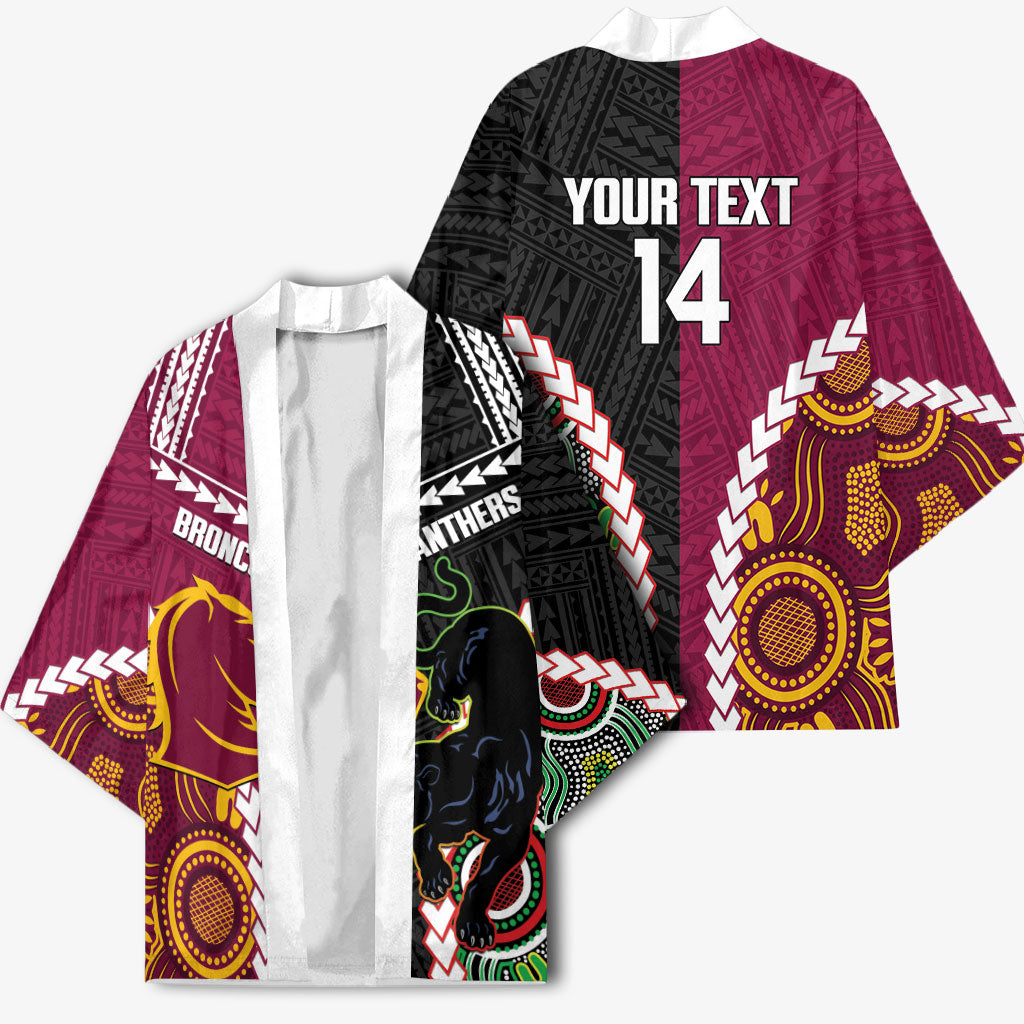 Custom Rugby Panthers and Broncos Kimono 2026 Together Aboriginal Polynesian Pattern