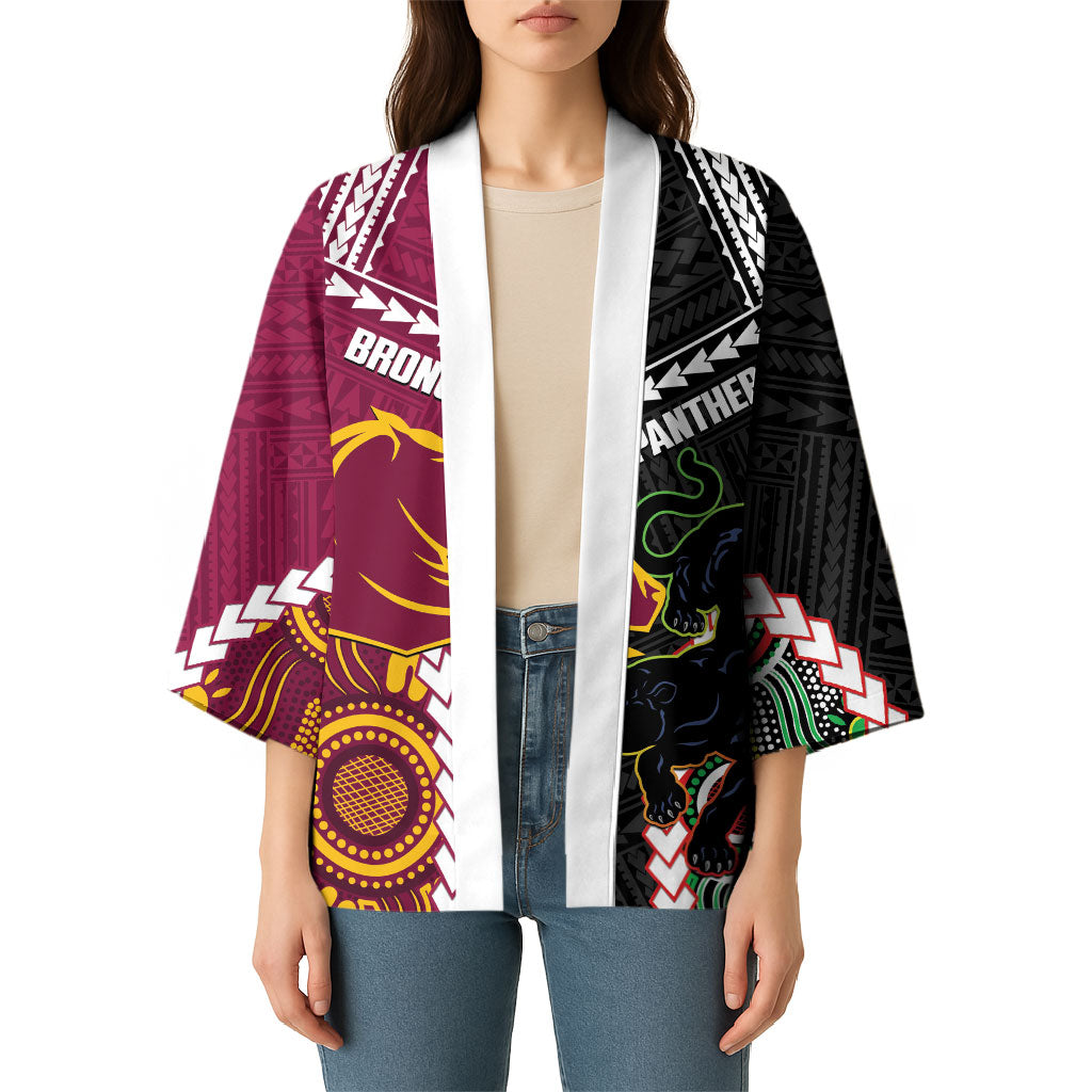 Custom Rugby Panthers and Broncos Kimono 2026 Together Aboriginal Polynesian Pattern