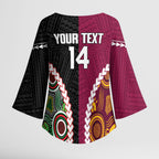 Custom Rugby Panthers and Broncos Kimono Sleeve Blouse 2026 Together Aboriginal Polynesian Pattern