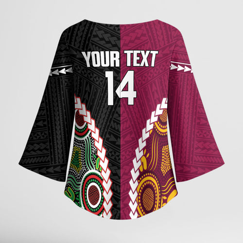 Custom Rugby Panthers and Broncos Kimono Sleeve Blouse 2026 Together Aboriginal Polynesian Pattern