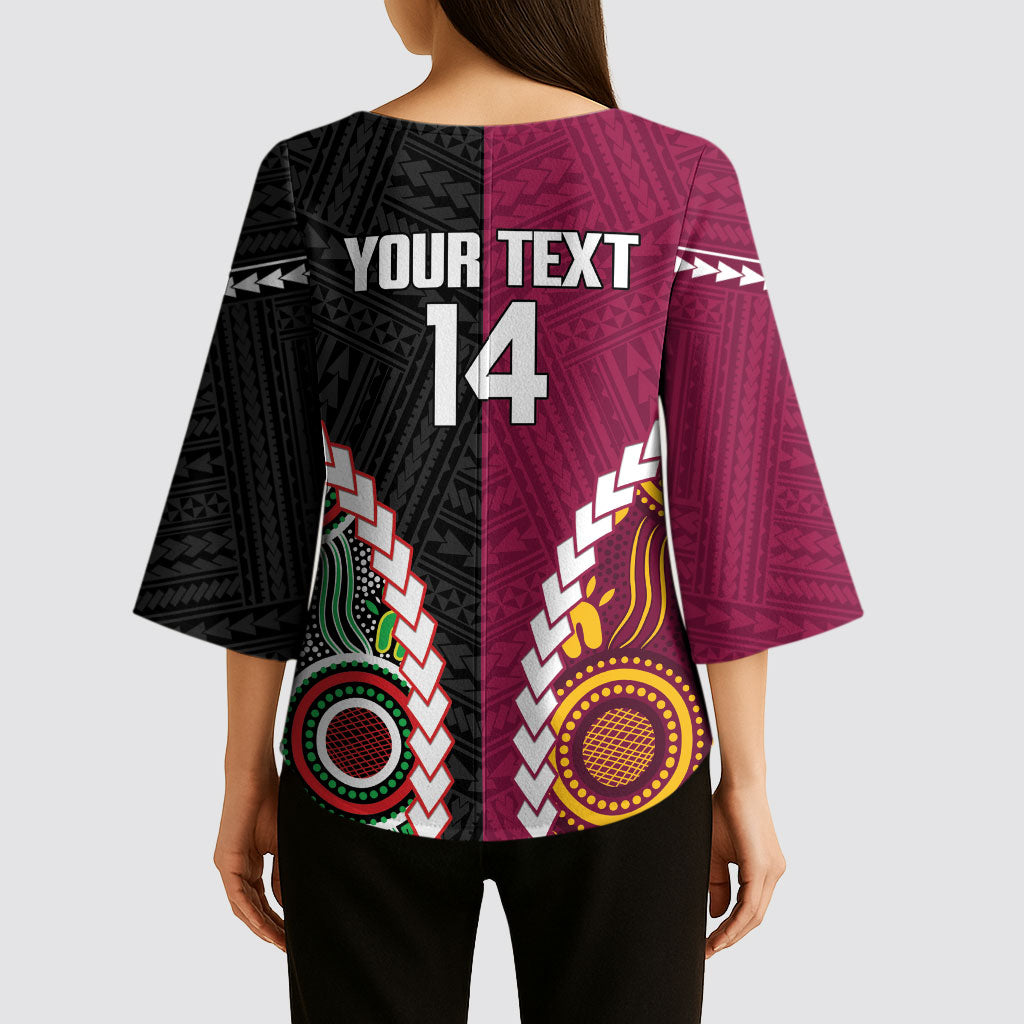 Custom Rugby Panthers and Broncos Kimono Sleeve Blouse 2026 Together Aboriginal Polynesian Pattern