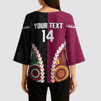 Custom Rugby Panthers and Broncos Kimono Sleeve Blouse 2026 Together Aboriginal Polynesian Pattern