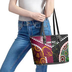 Custom Rugby Panthers and Broncos Leather Tote Bag 2026 Together Aboriginal Polynesian Pattern