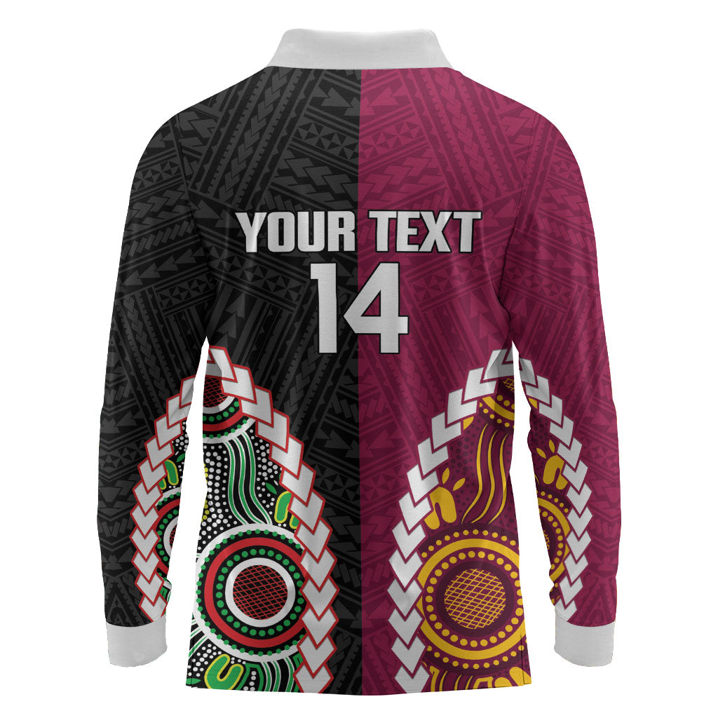 Custom Rugby Panthers and Broncos Long Sleeve Polo Shirt 2026 Together Aboriginal Polynesian Pattern
