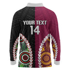 Custom Rugby Panthers and Broncos Long Sleeve Polo Shirt 2026 Together Aboriginal Polynesian Pattern