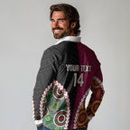 Custom Rugby Panthers and Broncos Long Sleeve Polo Shirt 2026 Together Aboriginal Polynesian Pattern