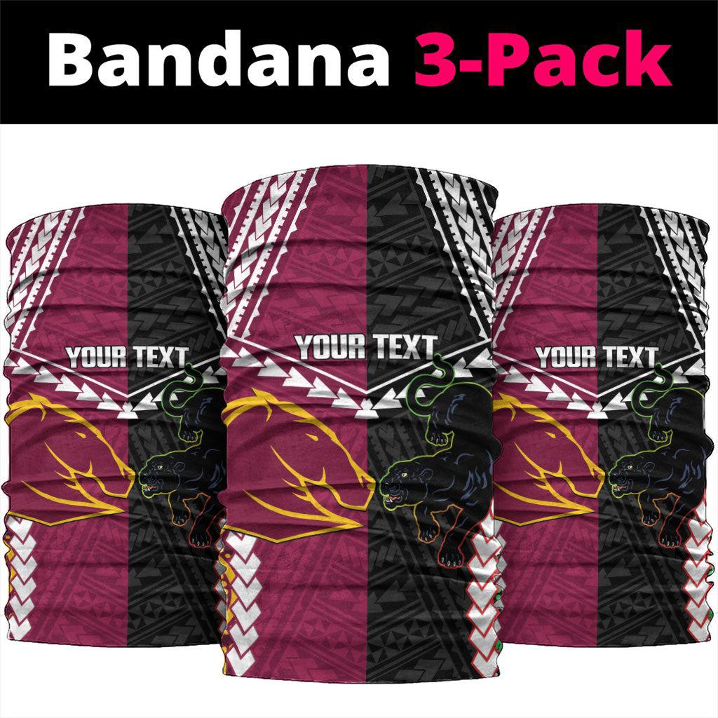 Custom Rugby Panthers and Broncos Neck Gaiter 2026 Together Aboriginal Polynesian Pattern