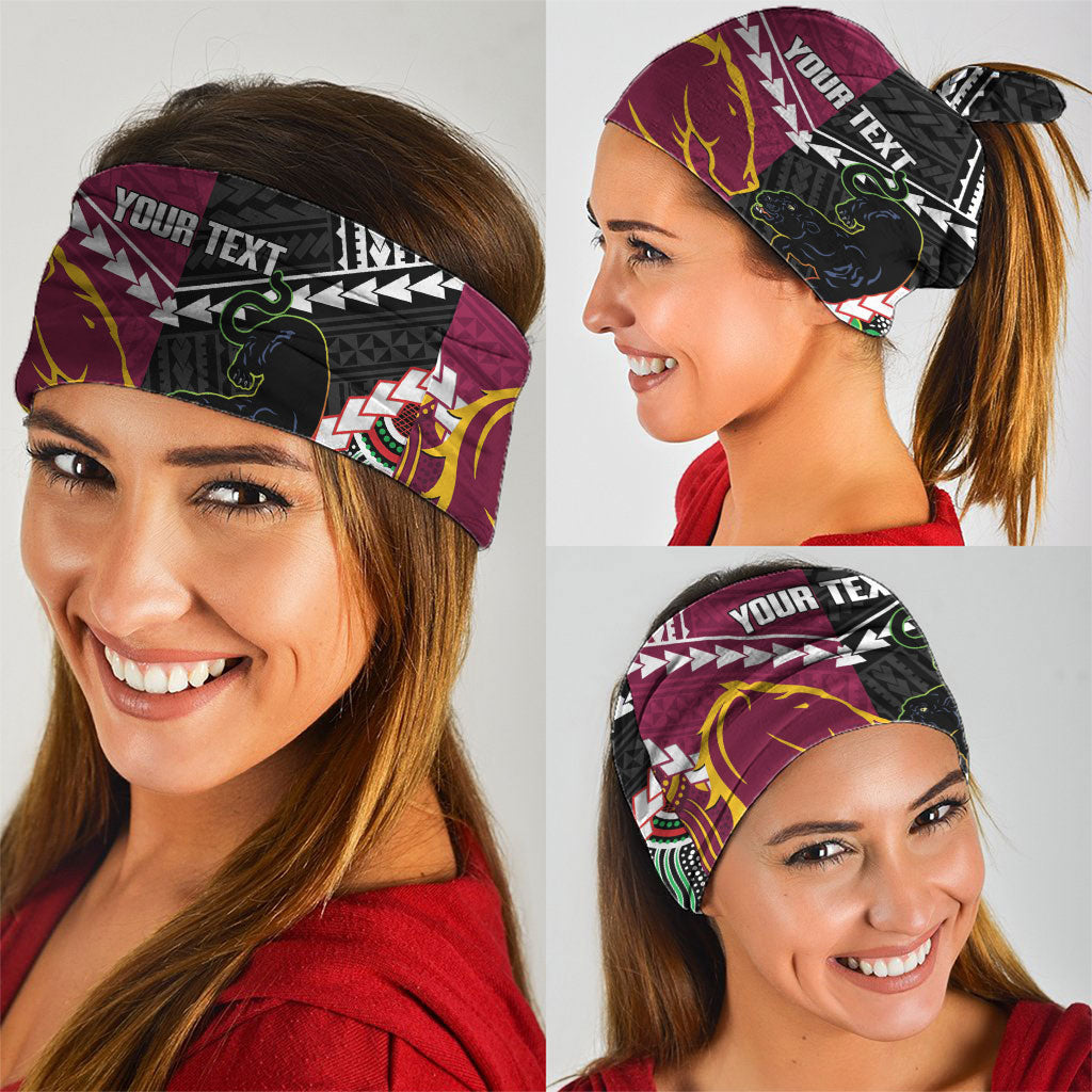 Custom Rugby Panthers and Broncos Neck Gaiter 2026 Together Aboriginal Polynesian Pattern