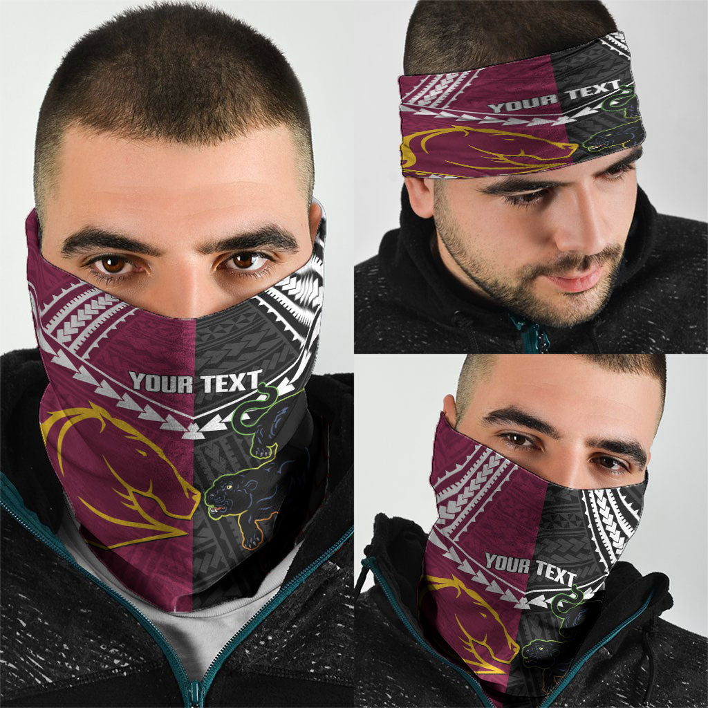 Custom Rugby Panthers and Broncos Neck Gaiter 2026 Together Aboriginal Polynesian Pattern