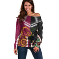 Custom Rugby Panthers and Broncos Off Shoulder Sweater 2026 Together Aboriginal Polynesian Pattern