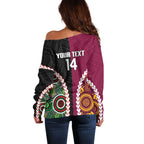 Custom Rugby Panthers and Broncos Off Shoulder Sweater 2026 Together Aboriginal Polynesian Pattern