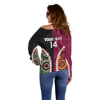 Custom Rugby Panthers and Broncos Off Shoulder Sweater 2026 Together Aboriginal Polynesian Pattern