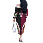 Custom Rugby Panthers and Broncos Off The Shoulder Long Sleeve Dress 2026 Together Aboriginal Polynesian Pattern