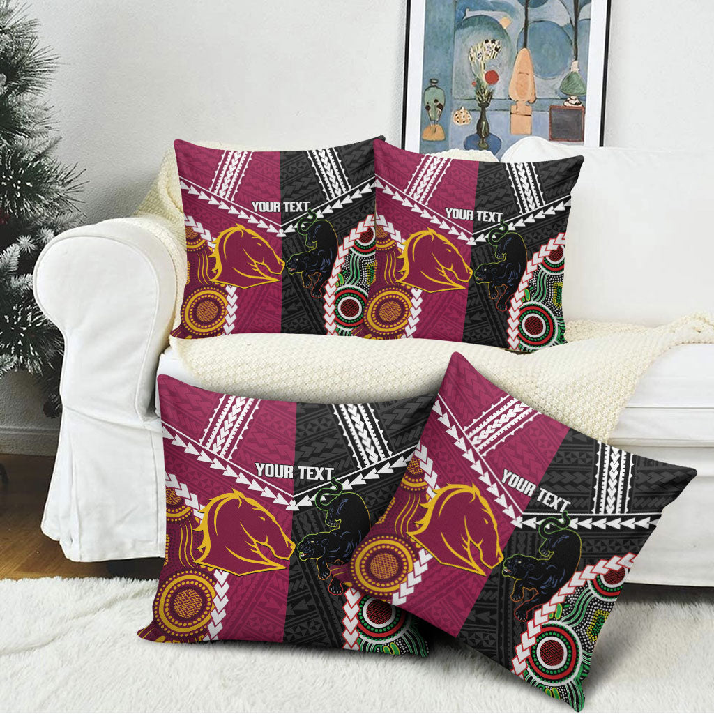 Custom Rugby Panthers and Broncos Pillow Cover 2026 Together Aboriginal Polynesian Pattern