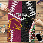 Custom Rugby Panthers and Broncos Puzzle 2026 Together Aboriginal Polynesian Pattern
