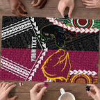 Custom Rugby Panthers and Broncos Puzzle 2026 Together Aboriginal Polynesian Pattern