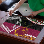 Custom Rugby Panthers and Broncos Puzzle 2026 Together Aboriginal Polynesian Pattern